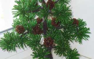 Как сделать сосну из бисера в технике игольчатого плетения