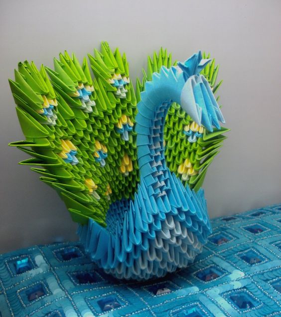 модульное оригами павлина