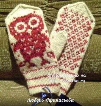 Варежки с совами, детские или взрослые